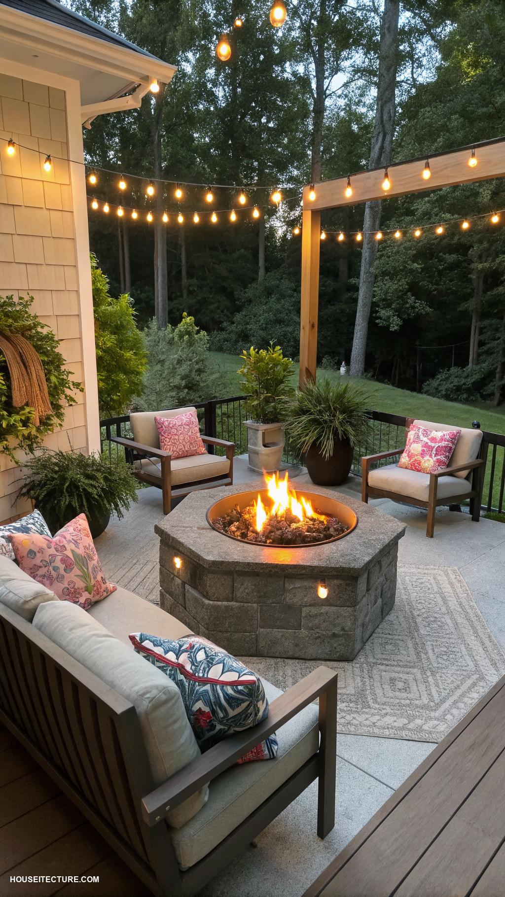 modern porch Fire pit for evening gatherings