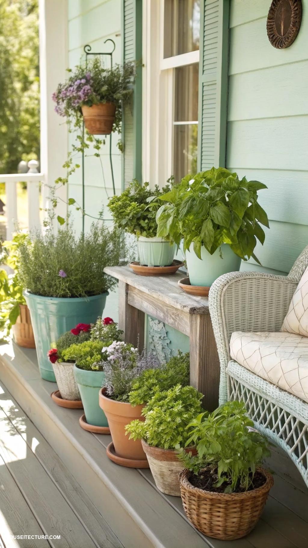 modern porch Mini herb garden for fresh cooking