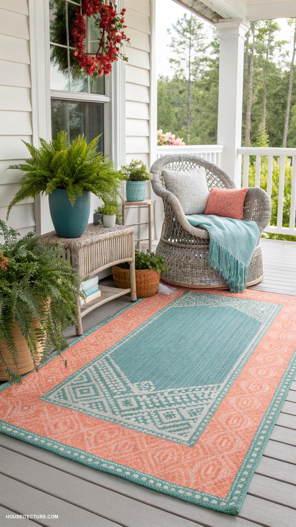 modern porch Outdoor rugs for added warmth
