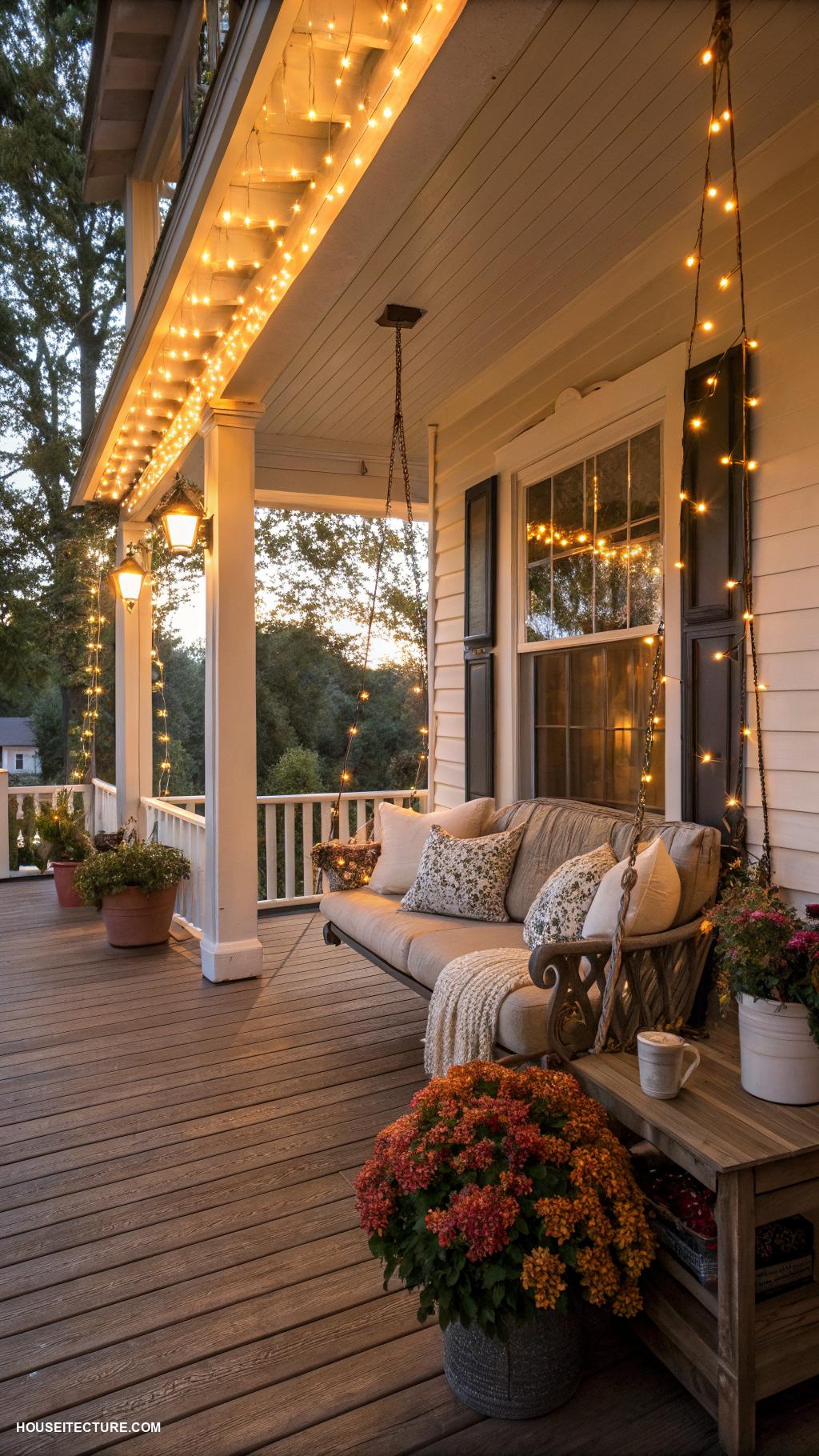 modern porch String lights for cozy ambiance