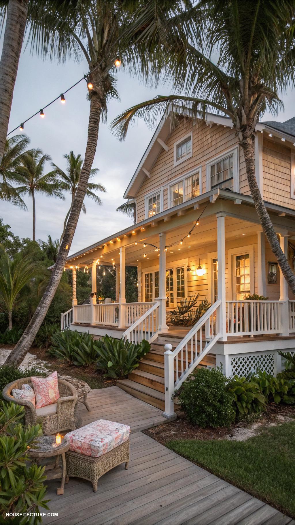 north carolina island houses Classic wooden beach bungalow with wraparound porch