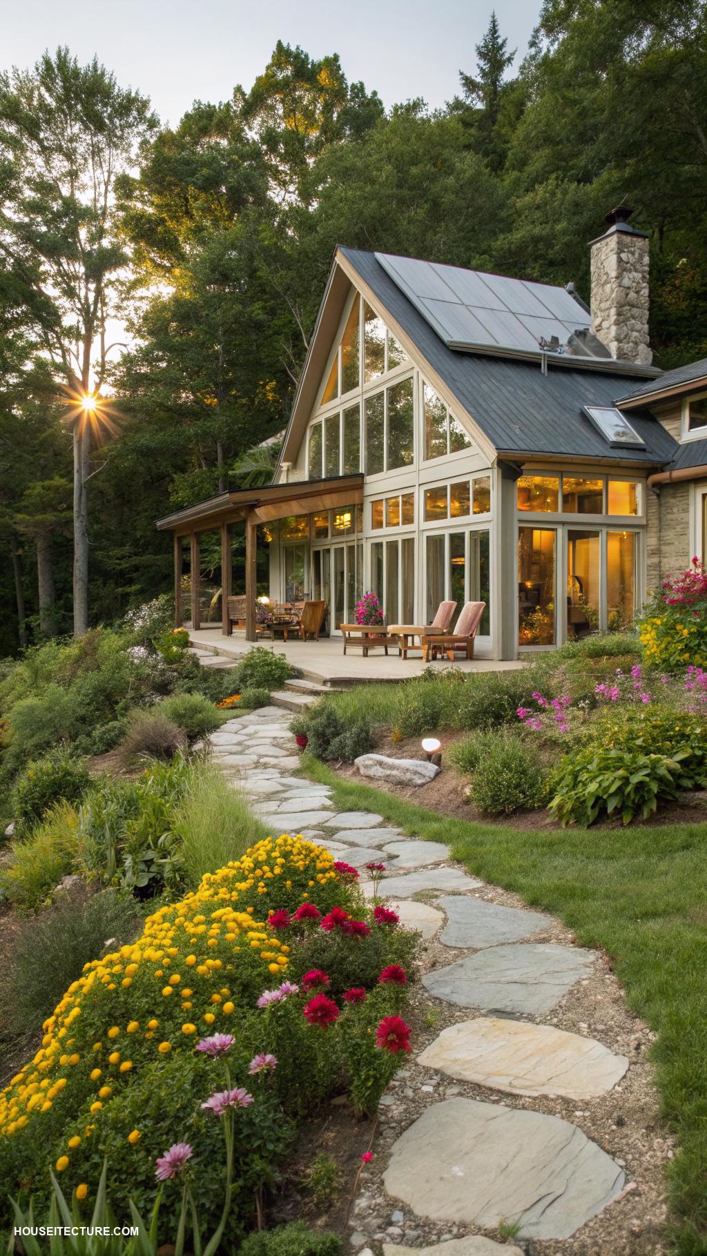 north carolina island houses Eco friendly home with solar panels and gardens