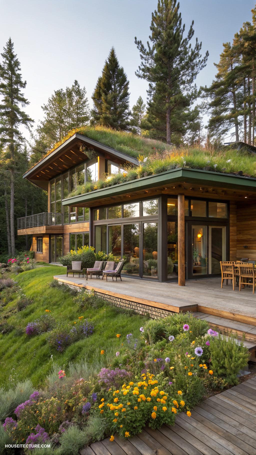 organic architecture Incorporate green roofs for biodiversity