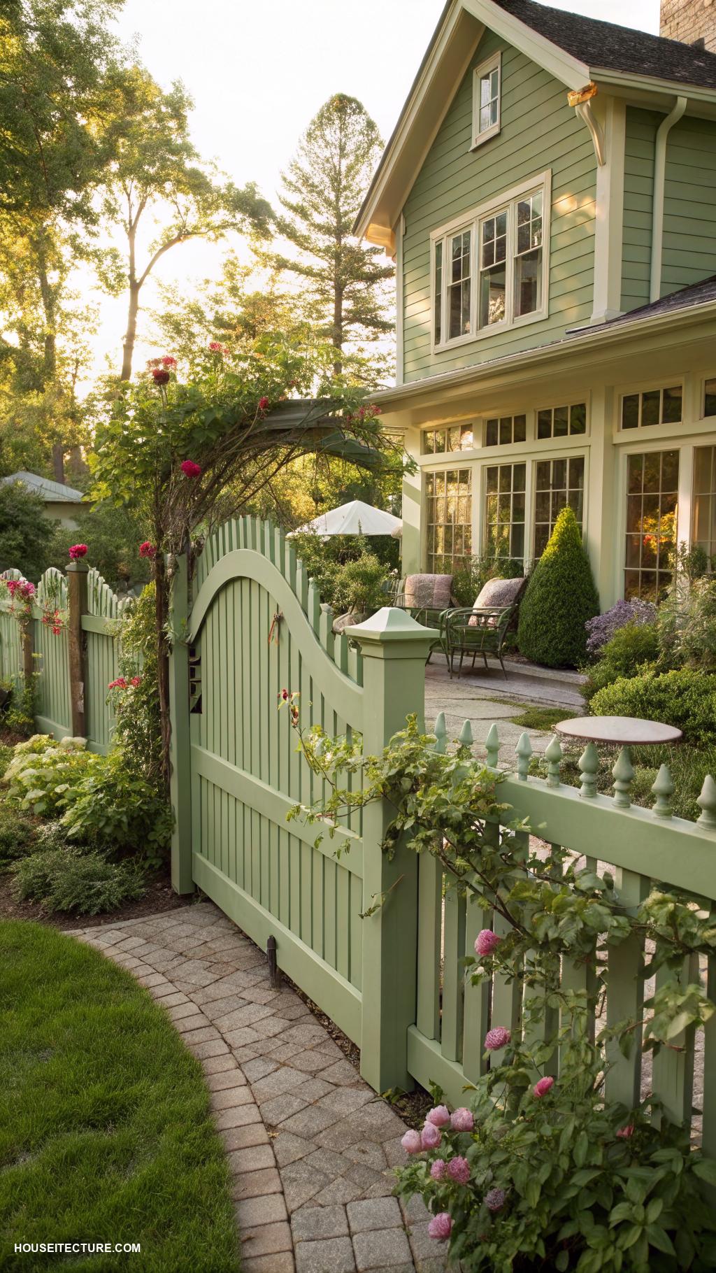 sage green houses Sage green fencing for privacy and style