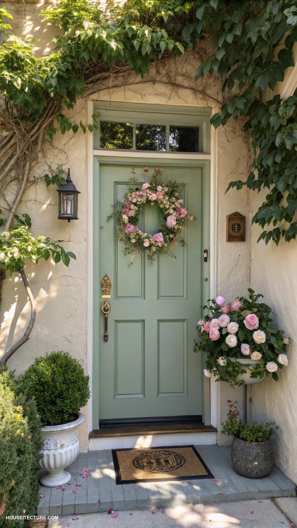 sage green houses Sage green front door for a welcoming touch