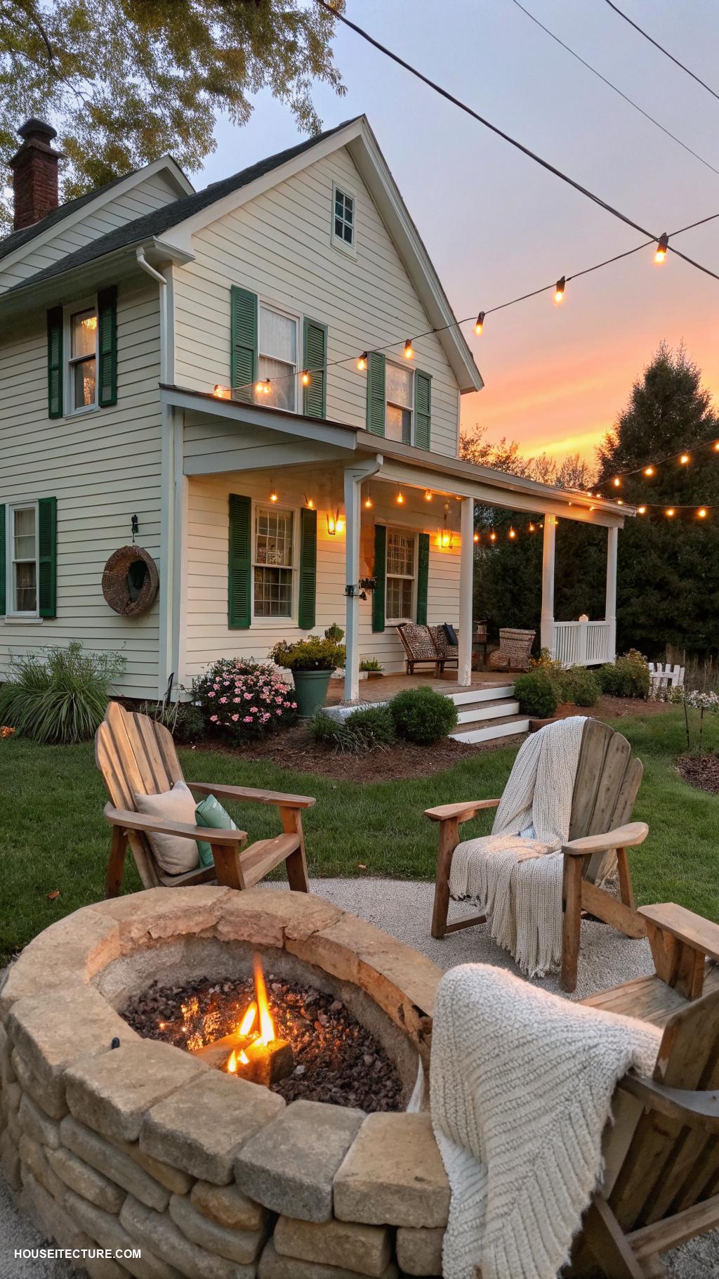 small old farmhouse Add a cozy fire pit area