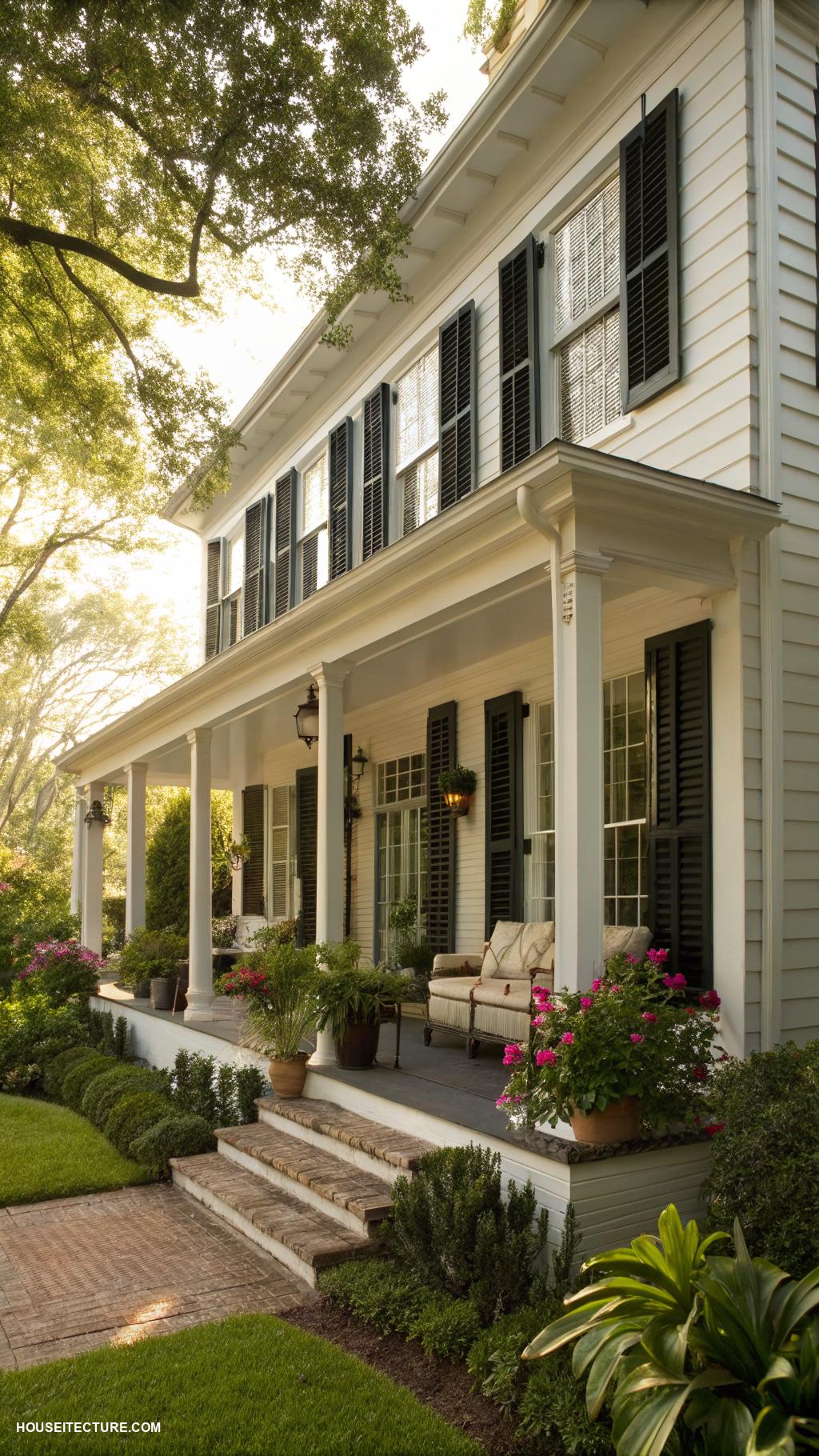 white house black shutters Opt for plantation style black shutters