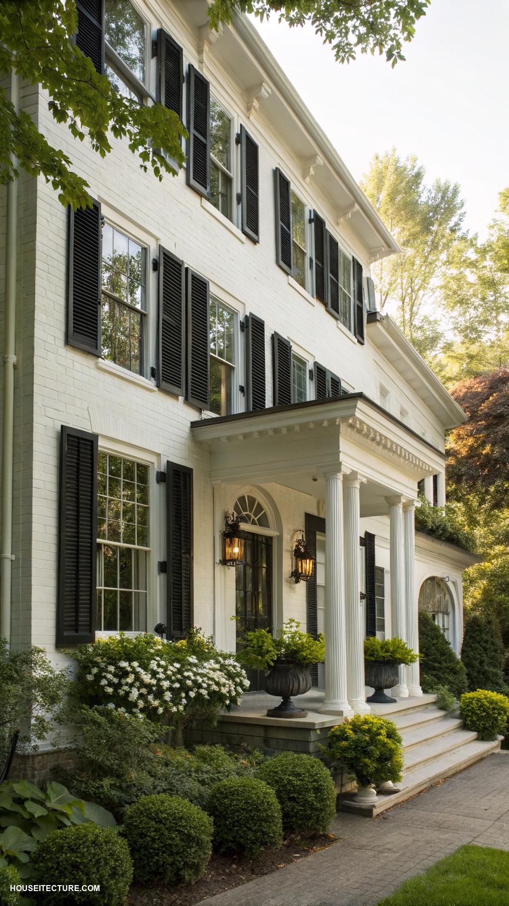 white house black shutters Pair white house with matte black shutters