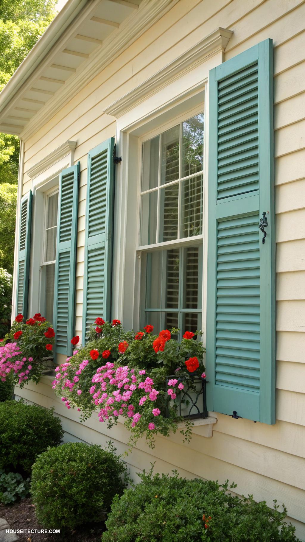 window shutters exterior Louvered wooden shutters for classic charm