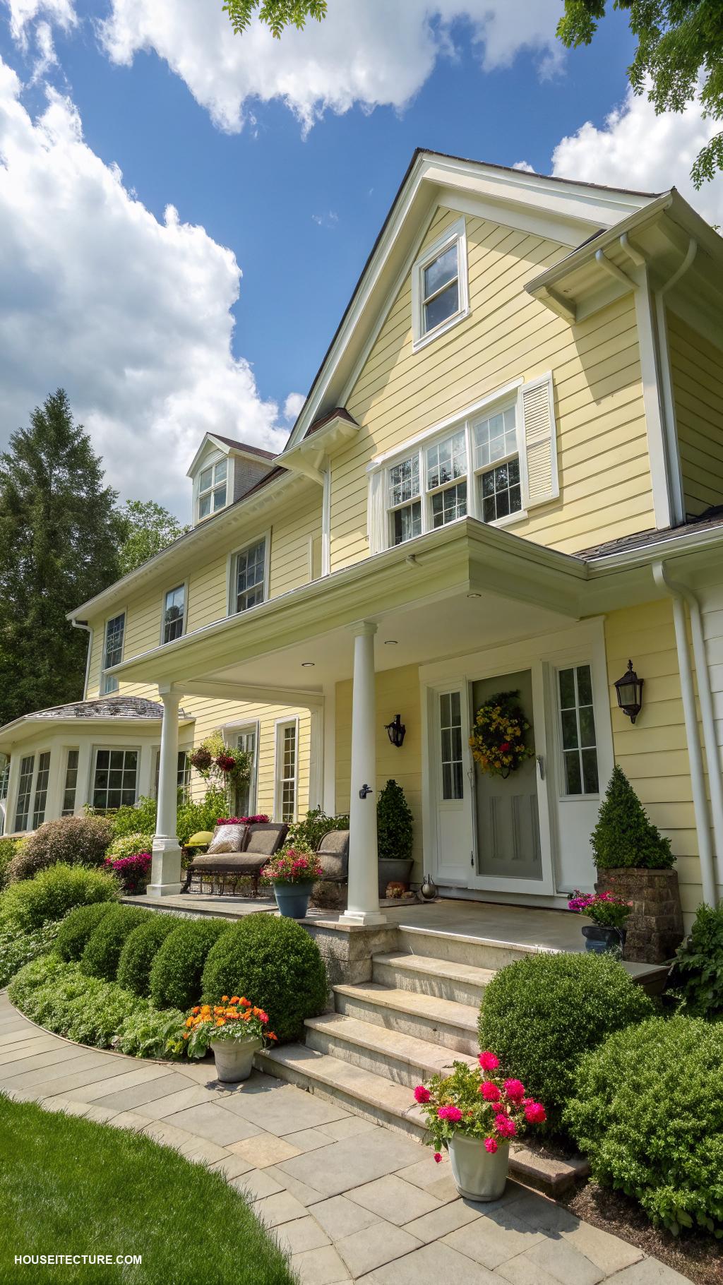 yellow house Soft butter yellow for a charming look