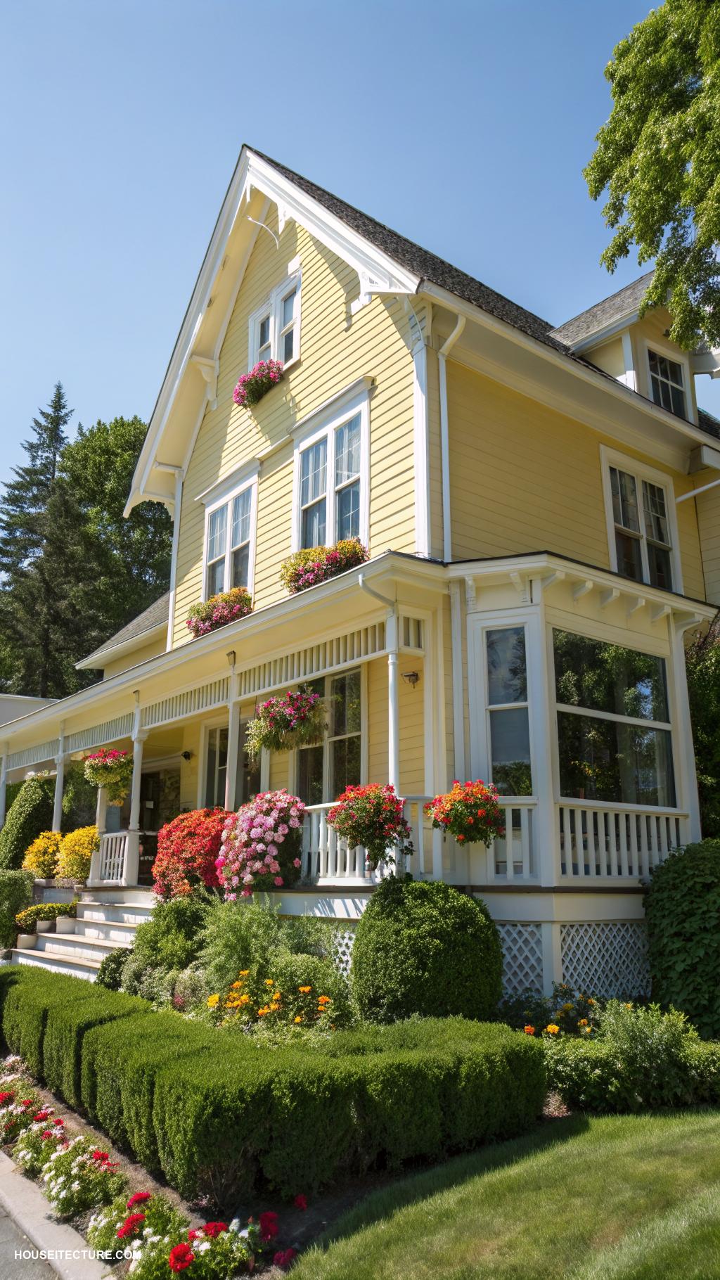 yellow house Sunny yellow with crisp white trim