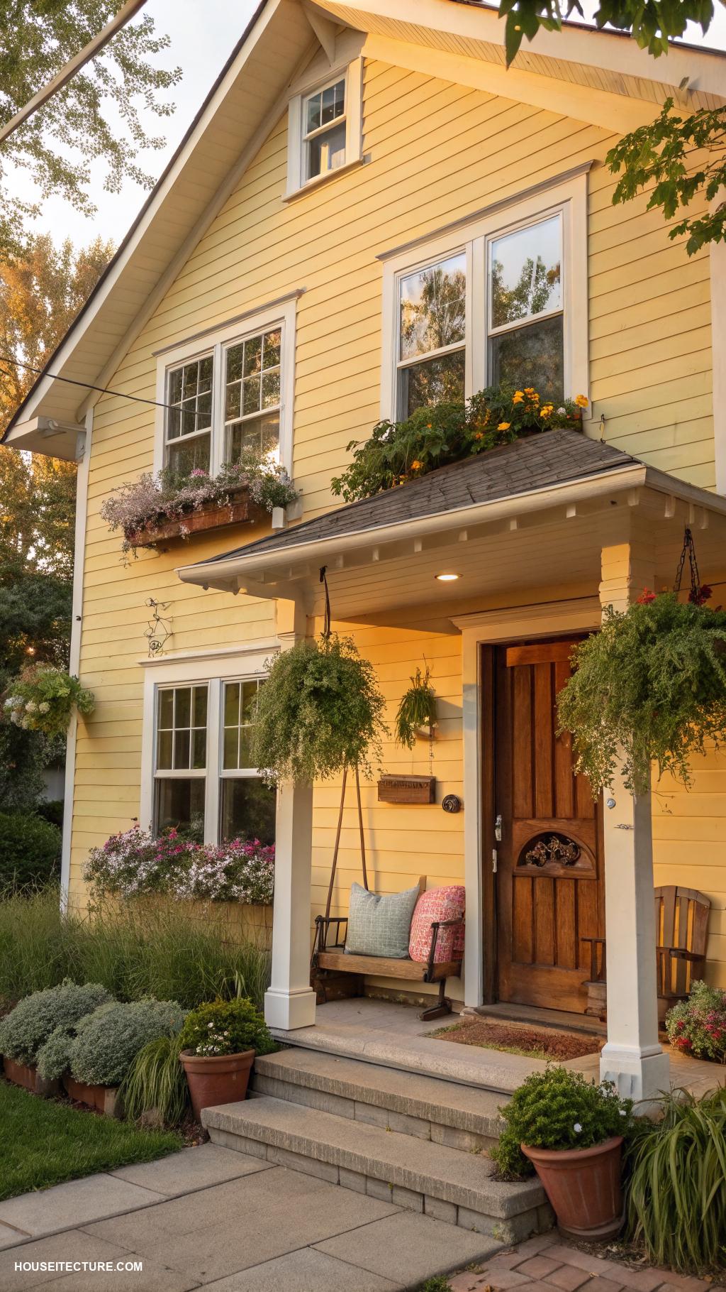 yellow house Wheat yellow complemented by earthy tones